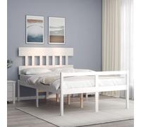 vidaXL Cadre de lit blanc 140x190 cm bois de pin massif
