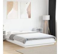 vidaXL Cadre de lit Blanc 140x190 cm bois d'ingénierie, meuble de chambre à coucher, sommier, lit de palette, lit, lit 3281217 Blanc G