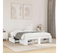 vidaXL Cadre de lit sans matelas blanc 140x190 cm – Bois d'ingénierie