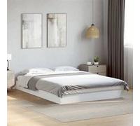 vidaXL Cadre de lit blanc 140x200 cm bois d'ingénierie, meuble de chambre à coucher, sommier, lit de palette, lit, lit 842021 Blanc G