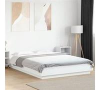 vidaXL Cadre de lit blanc 140x200 cm bois d'ingénierie, meuble de chambre à coucher, sommier, lit de palette, lit, lit 3281189 Blanc G