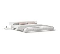 vidaXL Cadre de lit Blanc 180 x 200 cm Bois, Chambre Moderne, Cadre de lit rectangulaire avec Table de Chevet, mobilier Minimaliste pour Un Style Chic