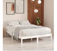 vidaXL Bois de Pin Massif Cadre de Lit Sommier à Lattes Lit Double Lit Adulte Cadre à Lattes sur Pied Chambre à Coucher Intérieur Blanc 160x200 cm