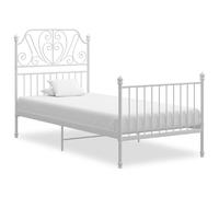 vidaXL Cadre de Lit Sommier à Lattes Lit Simple Adulte Cadre à Lattes Chambre à Coucher Maison Intérieur Blanc Métal 90x200 cm