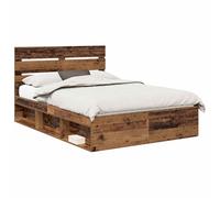 vidaXL Cadre de lit Bois Ancien 140 x 190 cm Bois de pin Massif, Cadre de lit Moderne, Design Contemporain, Structure en pin Durable, Plateforme Minimaliste pour des Nuits reposantes