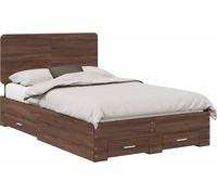 vidaXL Cadre de lit brun imitation chêne 135 x 190 cm Matériau dérivé du bois