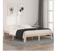 vidaXL Cadre de lit à lattes sur pied Lit double Bois de pin massif 140x190 cm