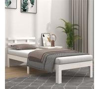 vidaXL Cadre de Lit Cadre à Lattes sur Pied Sommier à Lattes Lit Adulte Lit Simple Meuble de Chambre à Coucher Blanc Bois Massif 90x190 cm 814720 Blanc G