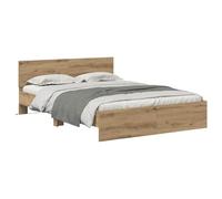 vidaXL Cadre de lit Chêne Artisanal 120 x 190 cm Bois d'ingénierie, Cadre de lit Moderne, Design rectangulaire, LED avec tête de lit, éclairage Sympa pour Une Chambre stylée