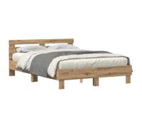 vidaXL Cadre de lit Chêne artisanal 140 x 190 cm Bois d'ingénierie | Fabriqué en chêne massif, il est fait pour durer, Donne un look moderne à ta chambre, Illumine ton espace avec une lumière