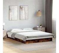 vidaXL Cadre de lit chêne fumé 140x200 cm bois d'ingénierie, meuble de chambre à coucher, sommier, lit de palette, lit, lit 842025 Multicolore G