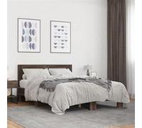 vidaXL Cadre de lit chêne marron 140x190 cm bois d'ingénierie et métal, lit, meuble de chambre à coucher, sommier, lit 3280116 Marron G