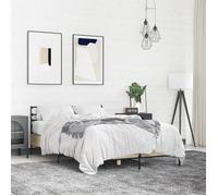 vidaXL Cadre de lit chêne sonoma 140x190 cm bois d'ingénierie et métal, lit, meuble de chambre à coucher, sommier, lit 3280078