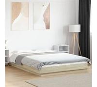 vidaXL Cadre de lit chêne sonoma 140x200 cm bois d'ingénierie, meuble de chambre à coucher, sommier, lit de palette, lit, 3281191 Beige G