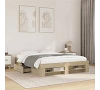 vidaXL Cadre de lit chêne Sonoma 160x200 cm Bois d'ingénierie, Meubles de Chambre à Coucher, lit Double, sommier, lit, Cadre de lit Double