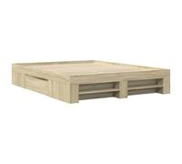 vidaXL Cadre de lit chêne Sonoma 160x200 cm Bois d'ingénierie, Meubles de Chambre à Coucher, lit Double, sommier, lit, Cadre de lit Double