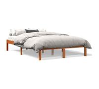 vidaXL Cadre de Lit, Lit Double avec Sommier à Lattes, Lit Adulte, Meuble de Chambre à Coucher, Moderne, Cire Marron 140x190 cm Bois de Pin Massif