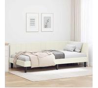 vidaXL Cadre de lit d'angle avec tête de lit Crème 90 x 190 cm Velours