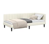 vidaXL Cadre de lit d'angle avec tête de lit Crème 90 x 190 cm Velours
