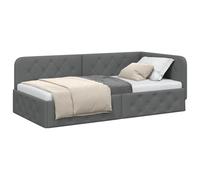 vidaXL Cadre de lit d'angle Gris foncé 100 x 200 cm Tissu, Canapé d’Angle Moderne en Tissu, lit Gain de Place, Bras réversible, mobilier Adaptable pour Petit Espace