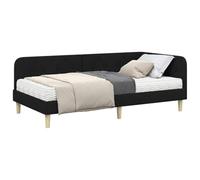 vidaXL Cadre de lit d'angle Noir 90 x 200 cm Tissu, Mobilier de Chambre Moderne, lit rectangulaire en Tissu, canapé-lit Multifonction avec Matelas en Mousse, Gain de Place
