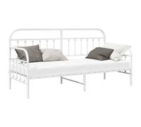 vidaXL Cadre de lit de Jour Blanc 75 x 190 cm Acier Enduit de Poudre, Cadre de lit Moderne, Durable, en métal, Gain de Place, Style canapé pour Dormir à l'intérieur