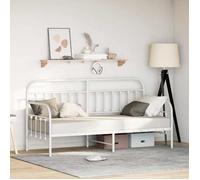 vidaXL Cadre de lit de Jour Blanc 80 x 200 cm Acier Enduit de Poudre, Cadre de lit Moderne, Durable, en métal, Gain de Place, Style canapé pour Dormir à l'intérieur