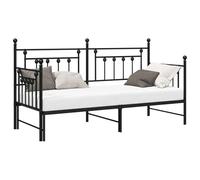 vidaXL Cadre de lit de Jour Noir 80 x 200 cm Acier | s'adapte à tes besoins, lit escamotable intégré pour plus de couchage, cadre en métal résistant qui supporte jusqu'à 200 kg