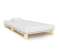 vidaXL Cadre de Lit de Palette Sommier à Lattes Lit Simple Lit Adulte Cadre à Lattes sur Pied Chambre à Coucher Maison 90x200 cm Bois de Pin Massif