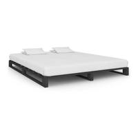 vidaXL Cadre de lit en palette bois massif gris 180x200 cm sans matelas