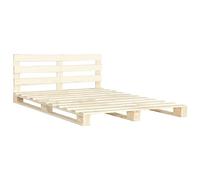 vidaXL Cadre de Lit de Palette Sommier à Lattes Lit Double Lit Adulte Cadre à Lattes sur Pied Chambre à Coucher Maison 160x200 cm Bois de Pin Massif