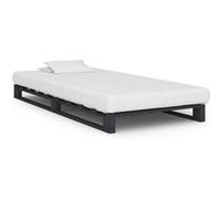 vidaXL Cadre de Lit de Palette Sommier à Lattes Lit Simple Lit Adulte Cadre à Lattes Chambre à Coucher Maison Gris 90x200 cm Bois de Pin Massif Gris G