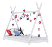 vidaXL Cadre de lit cabane d'enfant Blanc 70x140 cm Bois de pin massif