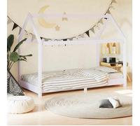 vidaXL Cadre de lit cabane pour enfant Bois de pin massif Blanc 80x160 cm