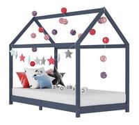 vidaXL Cadre de lit d'enfant gris en bois de pin massif 90 x 200 cm