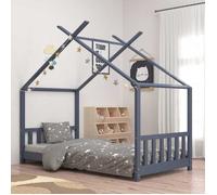 vidaXL Cadre de Lit d'enfant Lit Cabane d'enfant Structure de Lit pour Enfants Chambre d'enfant Intérieur Maison Gris 70x140 283370
