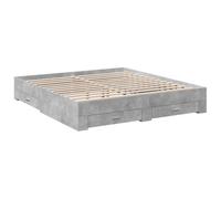 vidaXL Cadre de lit avec tiroirs 3280359 bois d'ingénierie Gris béton 200x200 cm sans matelas