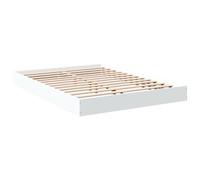 vidaXL Cadre de Lit Double Blanc 135x190 cm en Bois d'Ingénierie - Meuble de Chambre à Coucher, Sommier, Lit de Palette à Panneaux