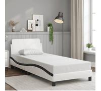 vidaXL Cadre de lit Dover 90x190 cm similicuir blanc et noir tête de lit rembourrée