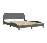 vidaXL Cadre de Lit Dover, Lit Rembourré avec Sommier à Lattes, Lit Double avec Pied Chambre à Coucher, Gris Foncé 152x203 cm Tissu