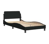 vidaXL Cadre de Lit Dover, Lit Rembourré avec Sommier à Lattes, Lit Simple avec Pied Chambre à Coucher, Noir 100x200 cm Tissu