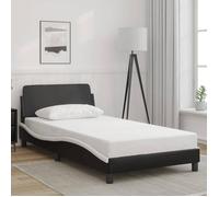 vidaXL Cadre de lit et tête de lit noir et blanc 100x200 cm similicuir