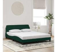 vidaXL Cadre de Lit Dover, Lit Rembourré avec Sommier à Lattes, Lit Double avec Pied Chambre à Coucher, Vert Foncé 160x200 cm Velours