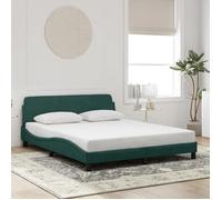 vidaXL Cadre de lit Dover – Lit rembourré 160x200 cm Velours Vert foncé avec sommier à lattes