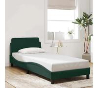 vidaXL Cadre de lit Dover vert foncé 90x190 cm velours