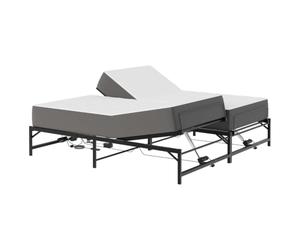 vidaXL Cadre de lit électrique réglable 200 x 200 cm, cadre de lit en acier époxy, télécommande, tête et pied réglables indépendamment, hauteur et angle réglables