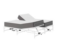 vidaXL Cadre de lit électrique réglable, blanc, 193 x 203 cm, cadre en acier, acier époxy, télécommande, réglage indépendant, tête et pied, hauteur et angle réglables