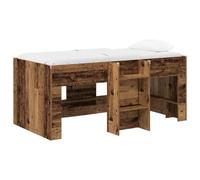 vidaXL Cadre de Lit Élevé pour Enfants 2 pcs Bois Ancien, Lit Mezzanine pour Enfants avec échelle, Design rectangulaire, Rangement sous Le lit, Cadre en Bois stylé