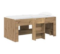 vidaXL Cadre de Lit Élevé pour Enfants 2 pcs Chêne Artisanal, Lit Mezzanine pour Enfants avec échelle, Design rectangulaire, Rangement sous Le lit, Cadre en Bois stylé