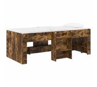 vidaXL Cadre de Lit Élevé pour Enfants 2 pcs Chêne fumé 90 x 200 cm, Lit Mezzanine pour Enfants avec échelle, Design rectangulaire, Rangement sous Le lit, Cadre en Bois stylé